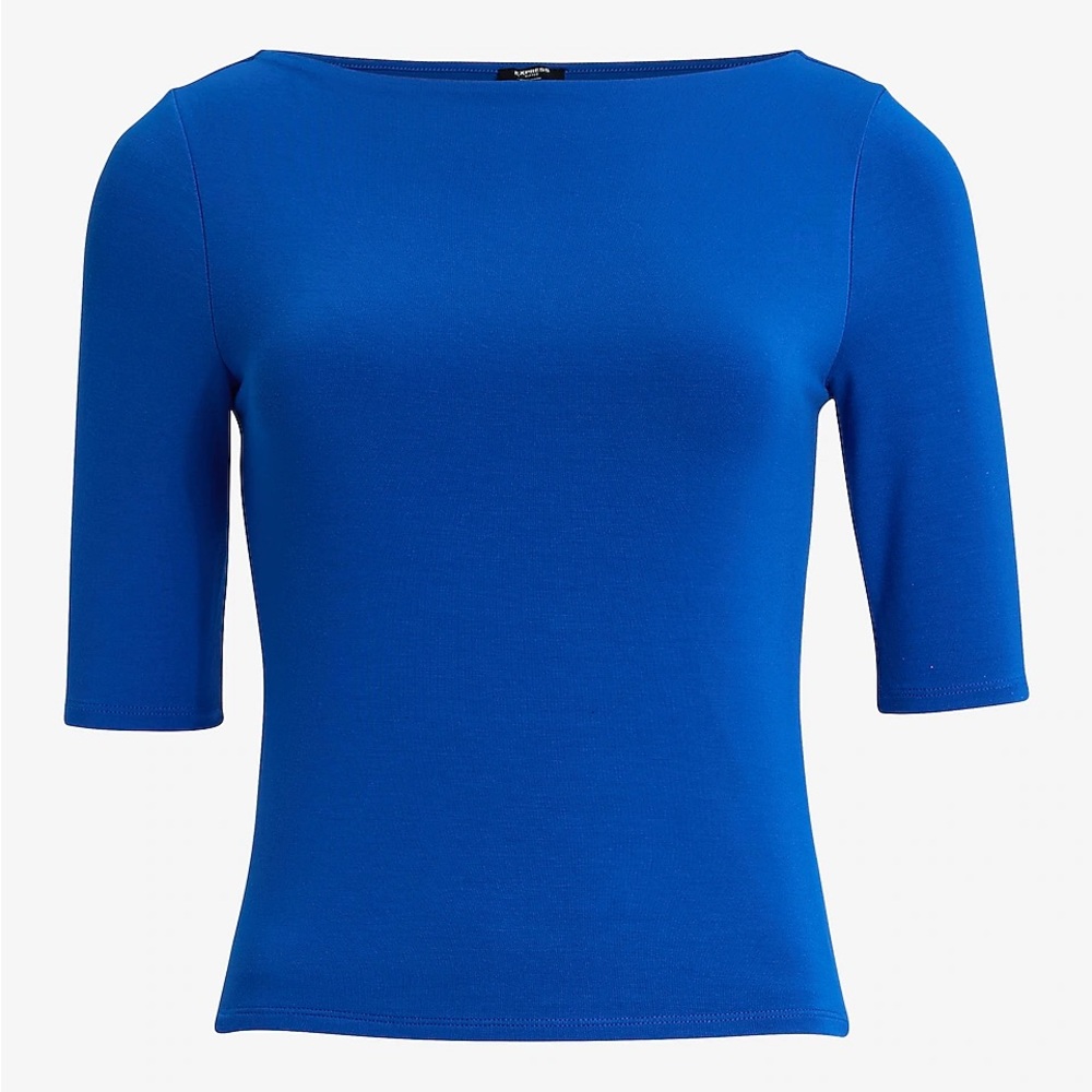 EXPRESS Supersoft Fitted Boat Neck Elbow Sleeve Tee XL